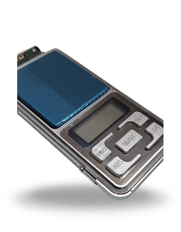 Imagem visor e teclado da Mini Balança Digital de Bolso - 1 grama até 500 gramas